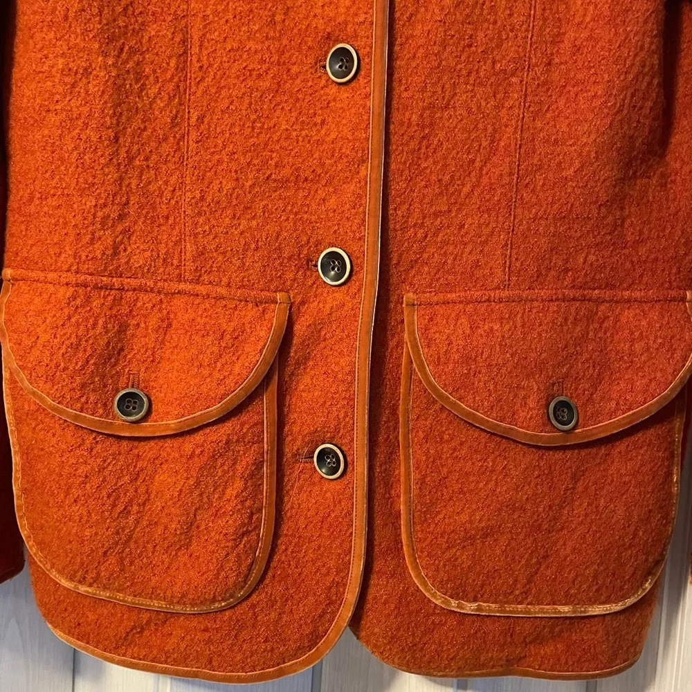J Peterman Rust Wool Button Down Coat. Like New